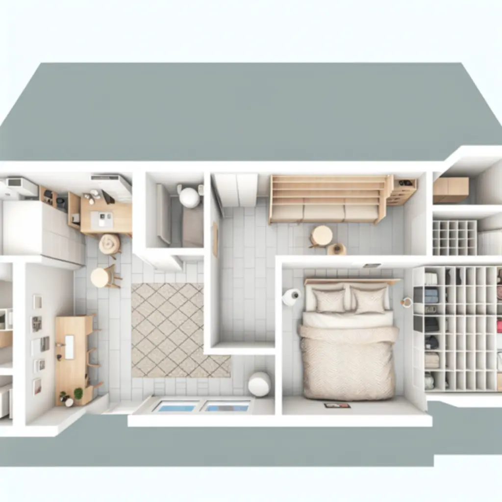 Slim ingerichte slaapkamer met doordachte ruimte-indeling.